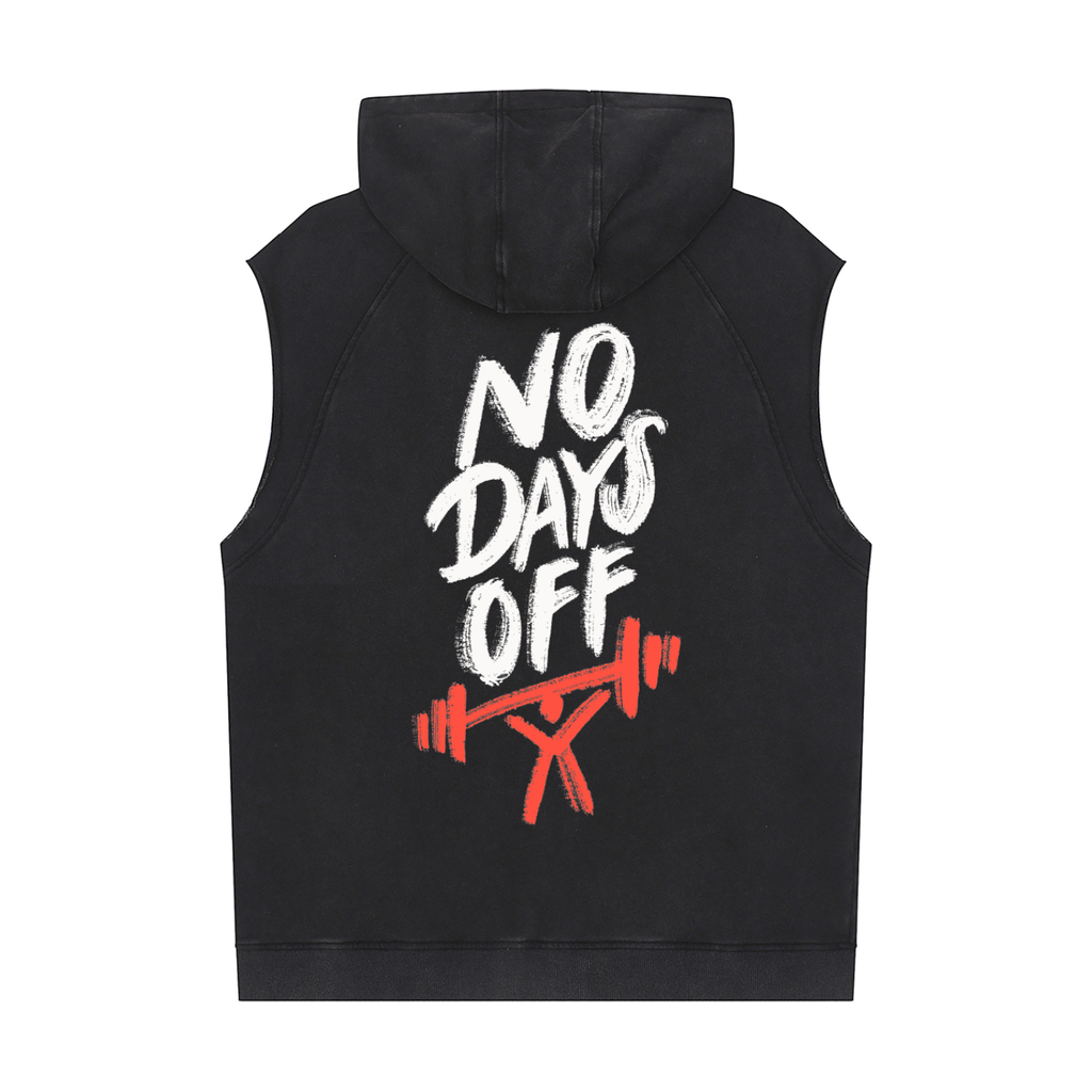 Muscle Man No Days Off Snow Washed Sleeveless Hoodie
