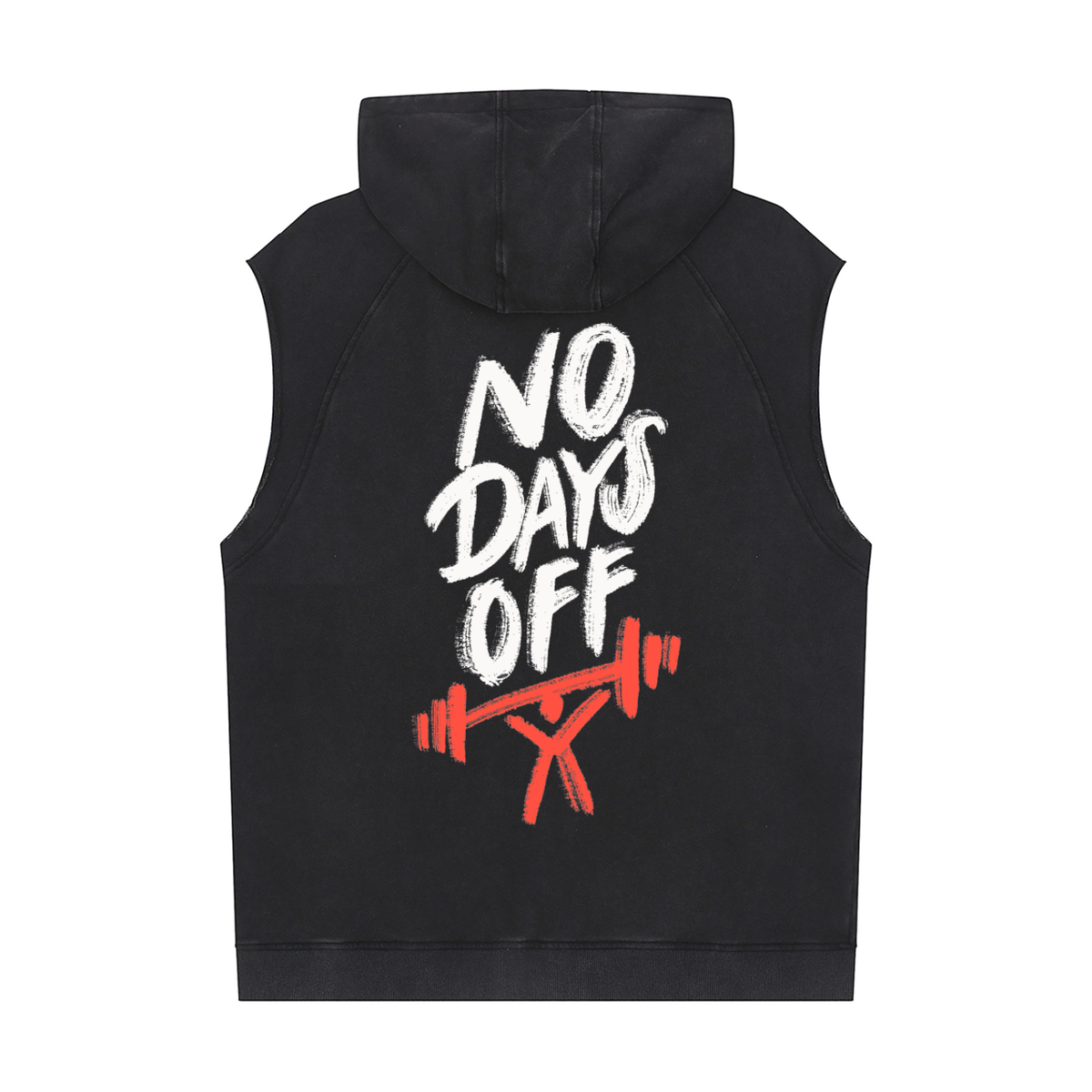Muscle Man No Days Off Snow Washed Sleeveless Hoodie